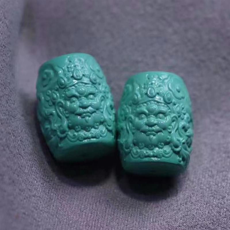 吉祥】绿松石墩子扣子配珠散珠单珠隔片配饰配件桶珠回纹珠雕刻珠