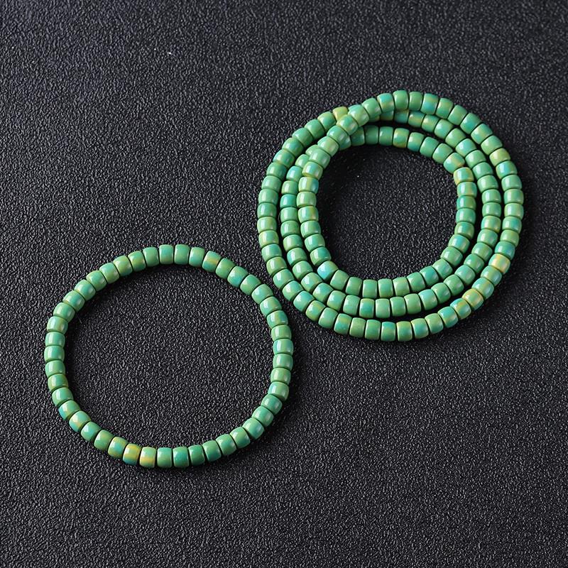 吉祥】湖北高瓷绿松石菜籽黄老型手串直切单圈多圈手链男女款生日