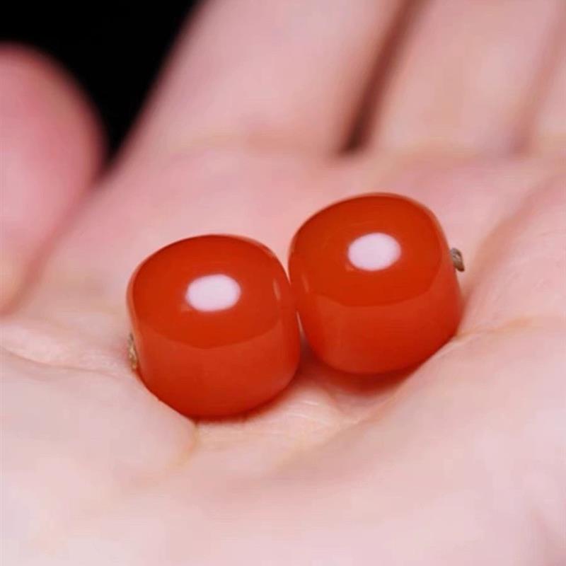 保山南红玛瑙老型散珠桶珠 满肉柿子红 星月金刚菩提腰珠隔珠配饰