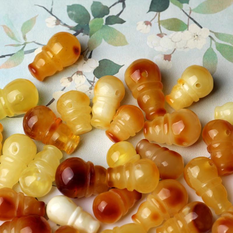 小三通天然蜜蜡一体佛头琥珀单颗三桶配珠隔珠配件配饰手串三头通