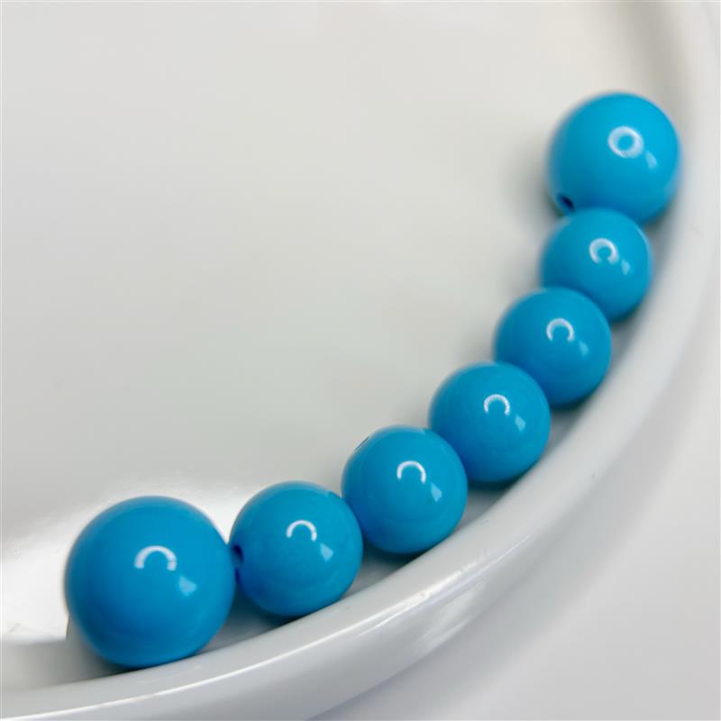 吉祥】湖北天然绿松石高蓝圆珠散珠手串配件隔珠项链配件文玩配珠