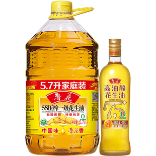 高油酸750ml 鲁花5S压榨一级花生油5.7L 鲁花直营