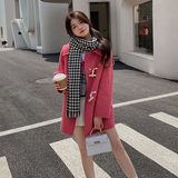 粉色娃娃领牛角扣双面羊绒大衣女2023秋冬新款今年流行高端呢外套，女装毛呢外套，浙宝092