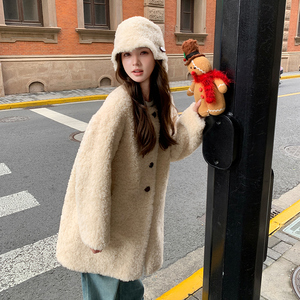现货 092-2550中长款杏色羊羔毛P215控318图片