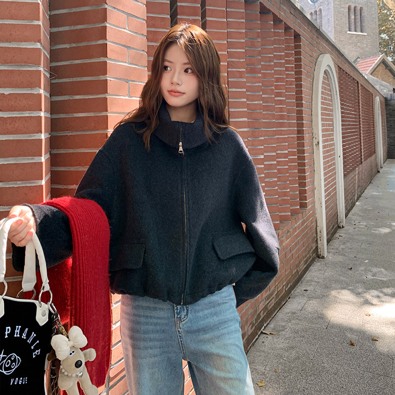 现货092-2529黑灰双面呢外套P245控368,女装毛呢外套,浙宝092