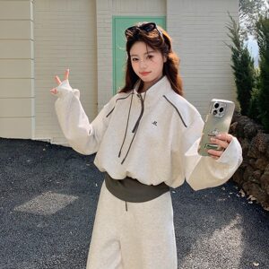 现货 092-2602浅灰休闲套装P175控288,女装运动套装,浙宝092