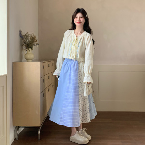现货拼接衣裙套装 B092-2608-P175-K288图片
