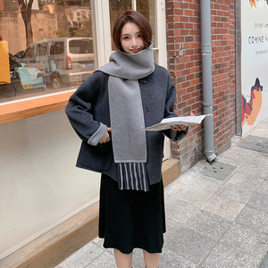 冬装现货 092-9231围巾双面呢外套P265K398含70毛，女装毛呢外套，浙宝092