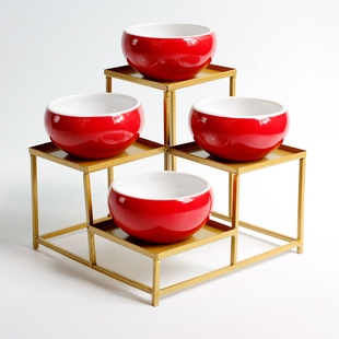 新品铁艺多格铁架黑色金色花托客厅桌面简约现代盆景展示架小花架