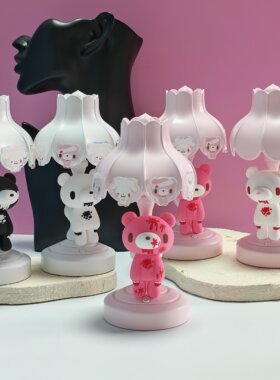 暴力熊小台灯泛用兔荷叶夜灯氛围装饰灯萌系中古小礼起夜灯萌系灯