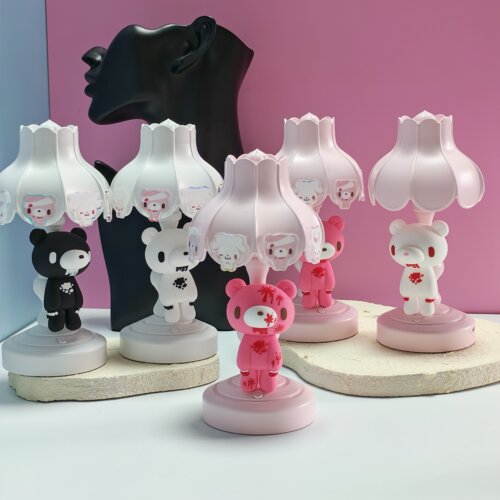 暴力熊小台灯泛用兔荷叶夜灯氛围装饰灯萌系中古小礼起夜灯萌系灯