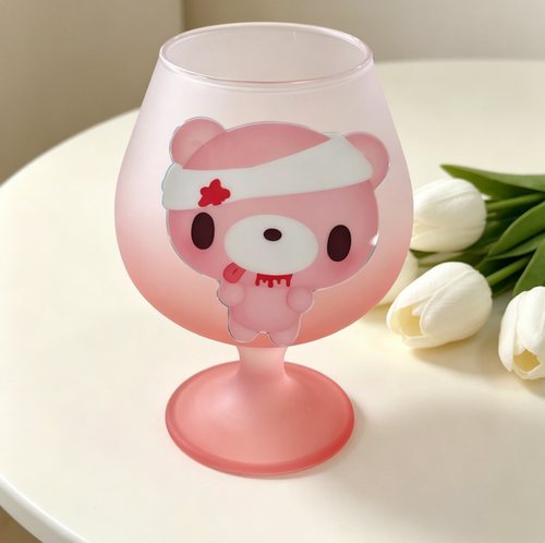 暴力熊兔兔粉色渐变玻璃杯