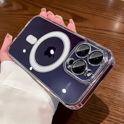 透明磁吸苹果 15 手机壳新款高清透不发黄 iPhone14ProMax 超薄硬壳 13 无线充