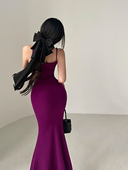 YoungGirlDay纯欲性感修身 显瘦肩带可调节包臀鱼尾吊带连衣裙长裙