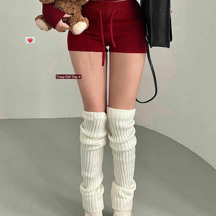 甜酷辣妹抽绳针织休闲短裤