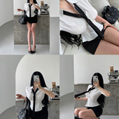 领带衬衫 YoungGirlDay御姐纯欲韩系OL单排扣修身 收腰显瘦中袖 上衣