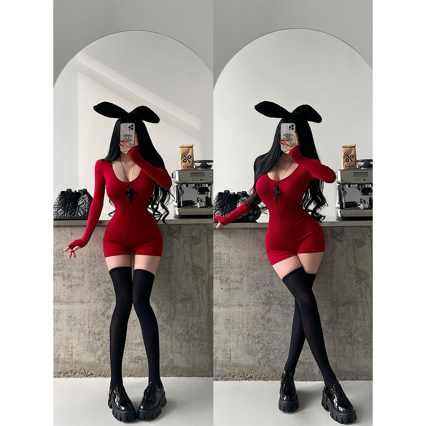 YoungGirlDay欧美辣妹性感圆领单排扣弹力修身显瘦长袖连体衣短裤,女装/女士精品,连体衣/裤,淘宝优惠券,粉丝福利购,淘宝优惠卷