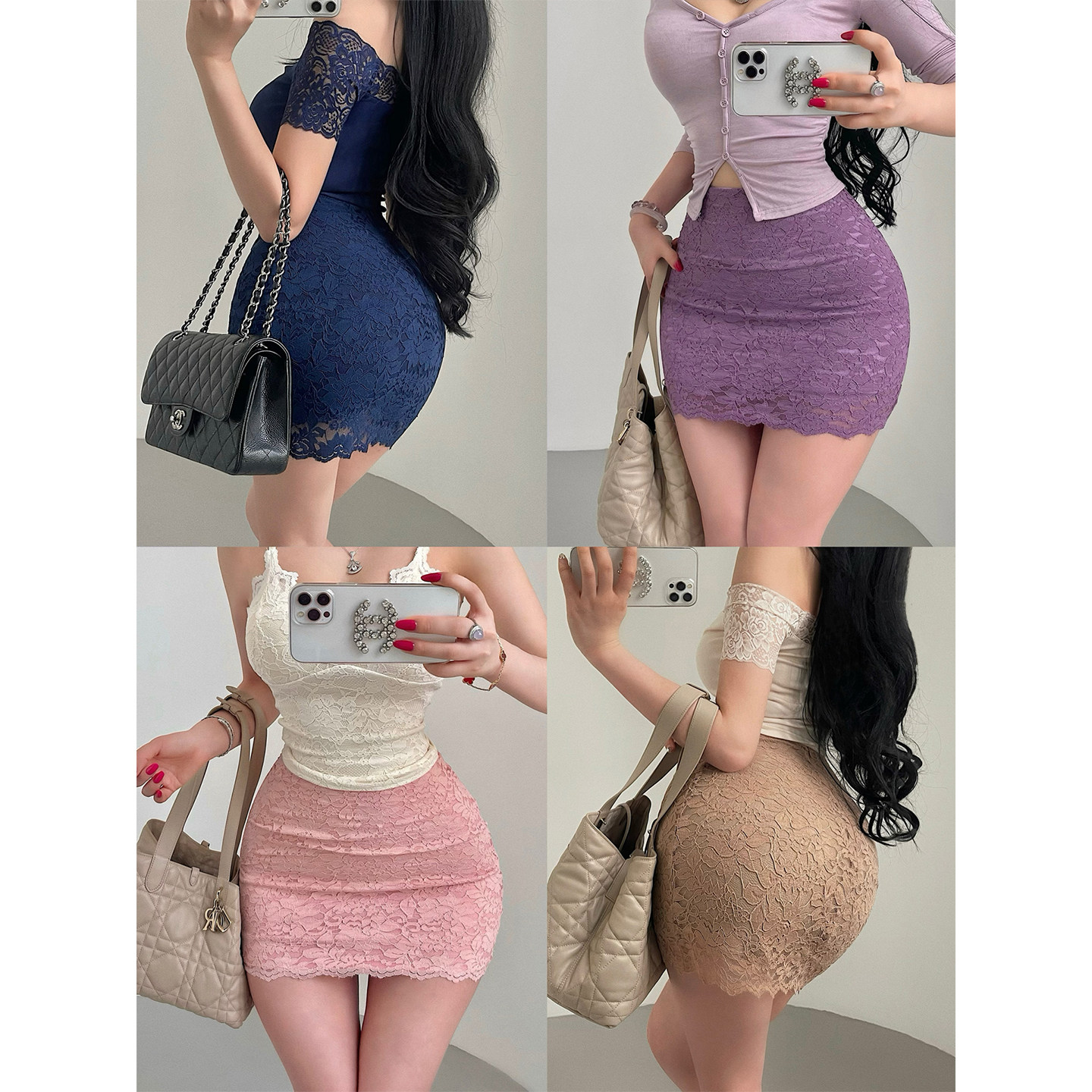 YoungGirlDay江南美人御姐纯欲风性感高腰显瘦蕾丝半身裙包臀短裙
