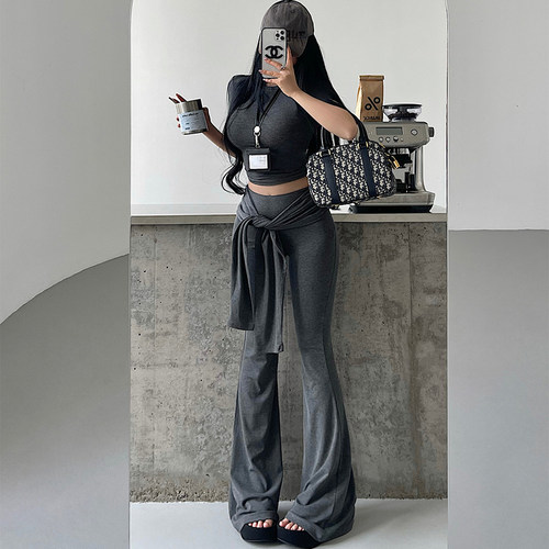 海苔咪同款短袖T恤休闲长裤套装