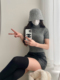 YoungGirlDay纯欲辣妹修身 上衣女 弹力打底针织衫 显瘦短款 高领短袖