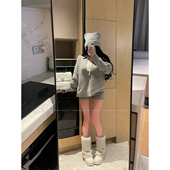 休闲套装 YoungGirlDay 慵懒氛围感大V领宽松显瘦针织毛衣高腰短裤