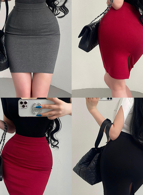 YoungGirlDay韩系纯欲风性感OL高腰丰胯显瘦后开叉包臀半身裙短裙