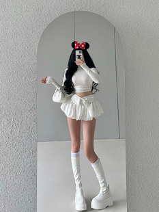 YoungGirlDay纯欲性感高腰显瘦防走光安全裤 蝴蝶结蓬蓬裙半身短裙