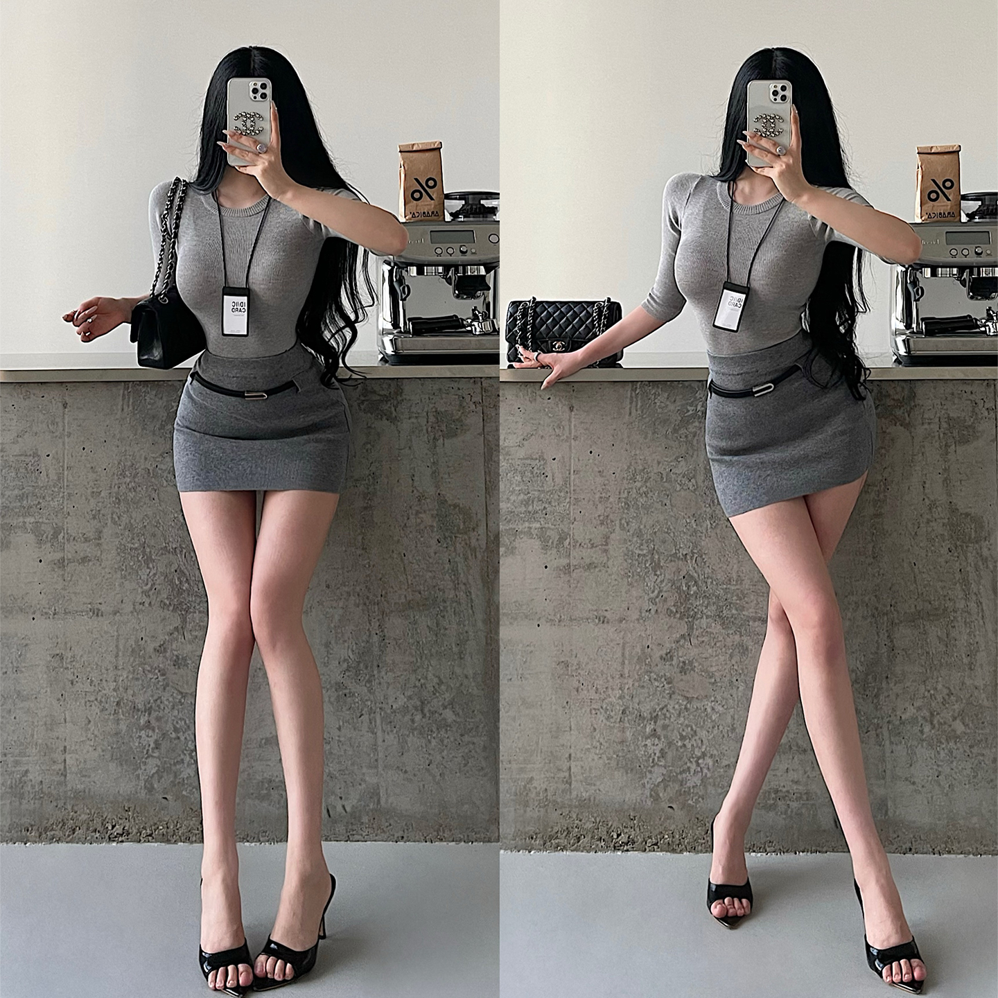 韩系性感OL高腰针织包臀半身裙