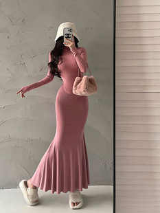 YoungGirlDay纯欲风性感高腰紧身显瘦弹力包臀抓绒鱼尾裙半身长裙