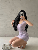显瘦紫色碎花无袖 YoungGirlDay 纯欲风性感U领修身 包臀连衣裙短裙