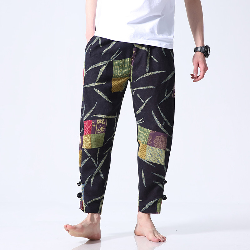 2025春秋新款风印花纯棉长裤休闲裤XZ415-K86P50四季有货，男装休闲裤，星座415