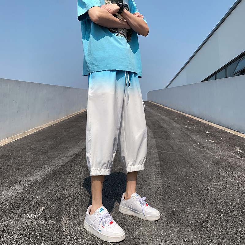 2025夏季渐变七分裤薄款大口袋男式八分裤XZ415-K128P40,男装牛仔裤,星座415