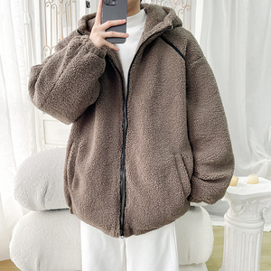 2025冬港风羊羔毛棉衣连帽加厚加绒棉袄大码男装XZ415-YG1000P110图片