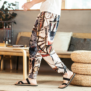 四季有货2025秋季休闲裤 宽松印花束脚裤男士长裤XZ415-K50P45图片