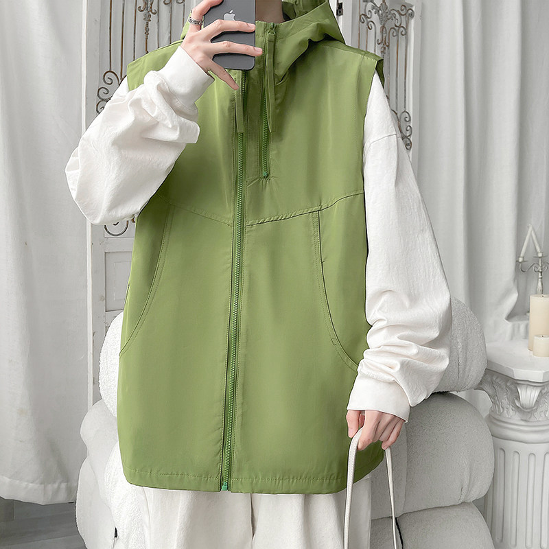 抖音品质2025春秋工装马甲男式连帽拉链装饰外套 XZ415-MJ01特P55图片