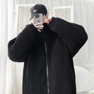 2025冬港风羊羔毛棉衣连帽加厚加绒棉袄大码男装XZ415-YG1000P110图片