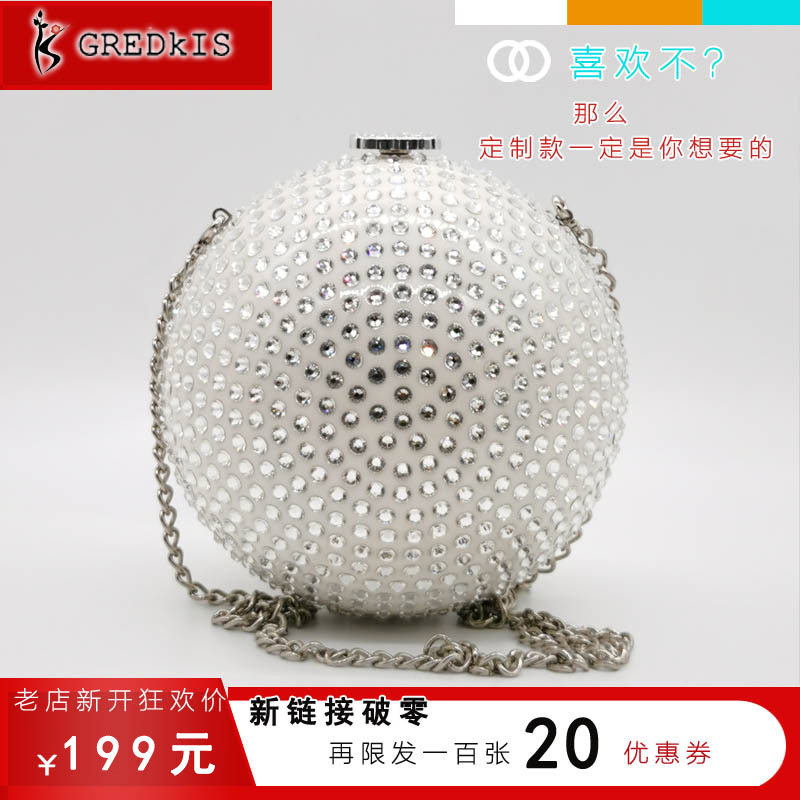 小香风镶钻珍珠链条单肩斜挎包