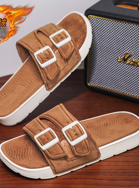 踩屎感特大码拖鞋eva脚掌宽男拖外穿棉拖室内绒面47不臭脚拖鞋男