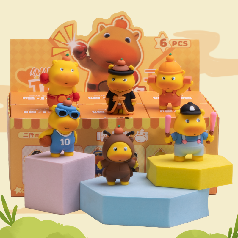 水豚噜噜公仔盲盒潮玩树脂摆件