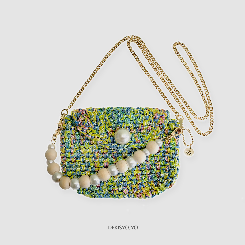 原创手工编织童趣撞色手机包