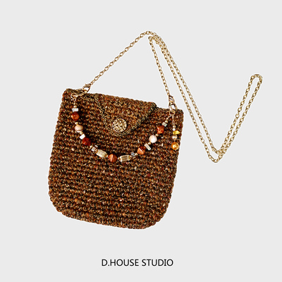 原创25年秋手工编织美拉德水桶包