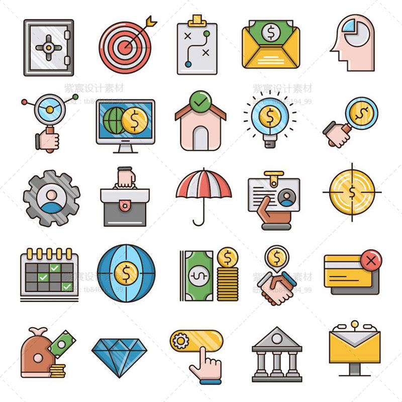 金融行业金币钱包银行卡图标扁平化icon网页app设计ui素材ppt图标