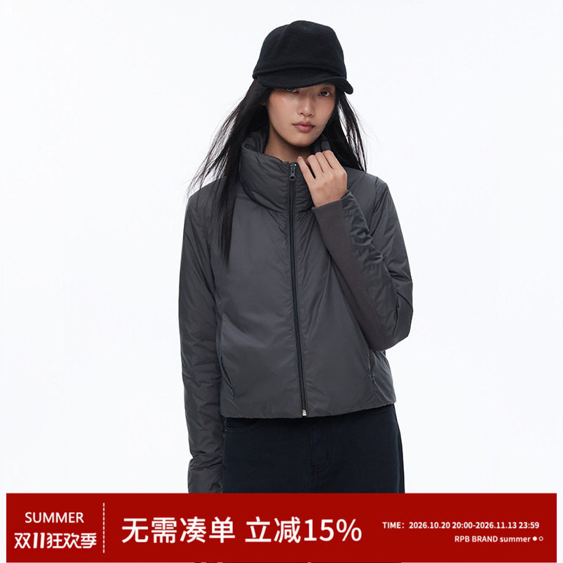 RPB BRAND立领纯色短款羽绒服女冬季防寒保暖宽松面包服外套