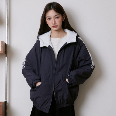 RPB Brand校园风复古连帽撞色宽松显瘦夹棉外套保暖百搭棉衣棉服