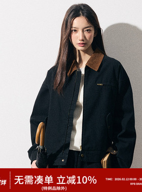 RPB BRAND 美式复古cleanfit黑色工装夹克设计感宽松短外套