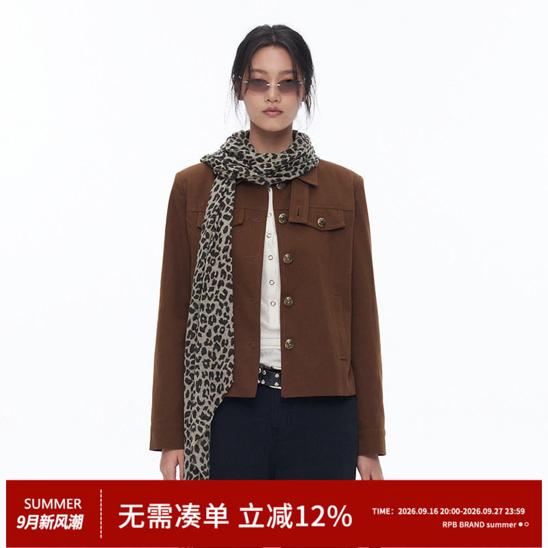 RPB BRAND 美式复古立领短外套女修身显瘦百搭小众设计感夹克图片