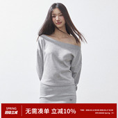 辣妹显瘦套装 RPB 慵懒美式 卫裤 BRAND松弛感斜肩一字肩卫衣短裤