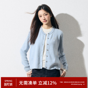 休闲刺绣拼色假两件针织开衫 短款 毛衣女春 BRAND通勤百搭时尚 RPB