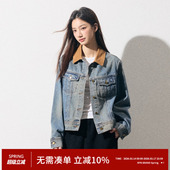 RPB 复古做旧水洗撞色拼接翻领牛仔外套休闲夹克上衣 BRAND美式