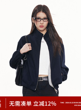 RPB BRAND老钱风复古立领短外套女宽松飞行员夹克酷感休闲风上衣